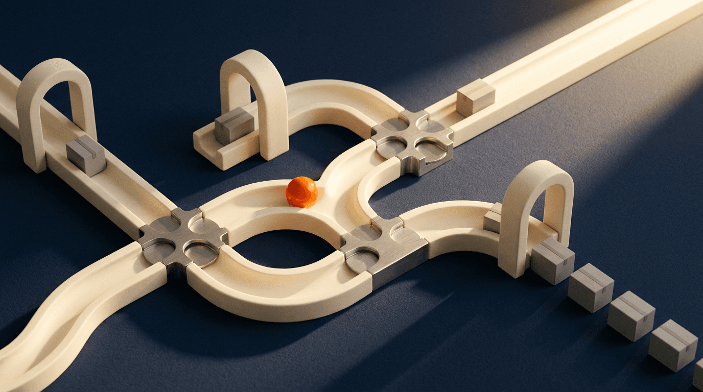 A connected physical routing system coordinating packages through one shared network.
